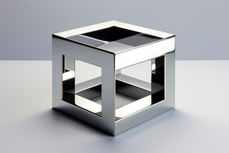 Free Photo 3d rendering of abstract metallic cube