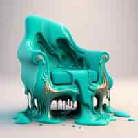Free photo 3d rendering of armchair melting