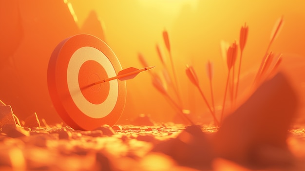 Free photo 3d rendering of arrow hitting the target