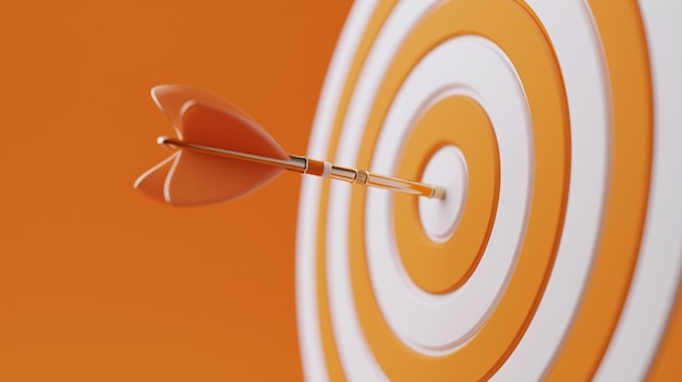 3d rendering of arrow hitting the target