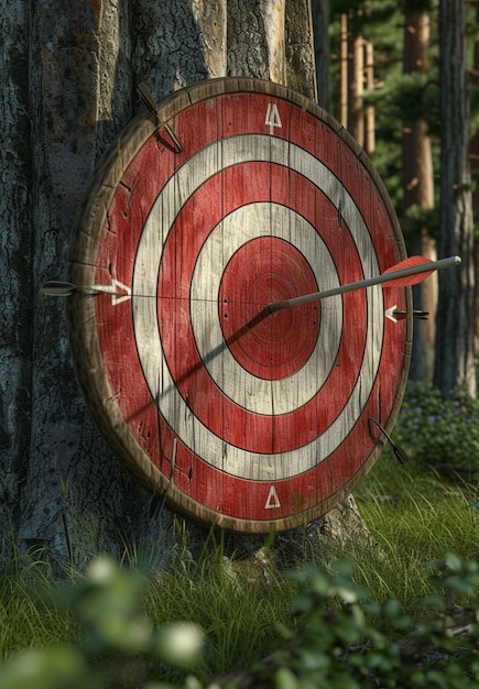 3d rendering of arrow hitting the target