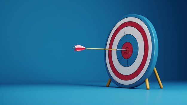 3d rendering of arrow hitting the target