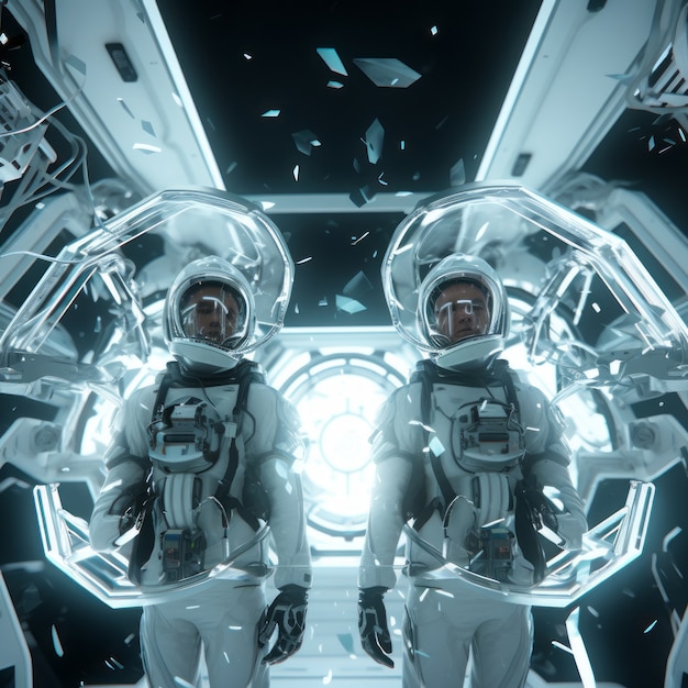 Free photo 3d rendering of astronauts