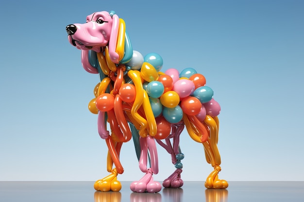 Free photo 3d rendering of balloon shaped dog