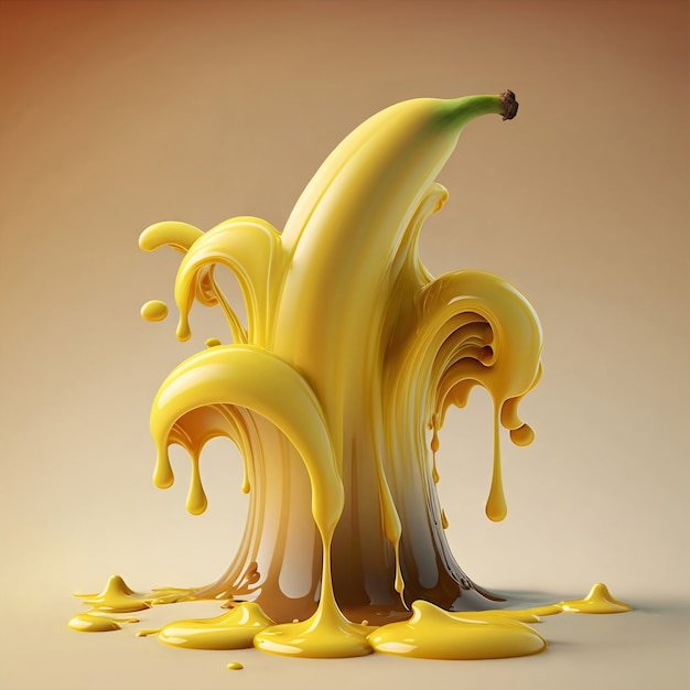 3Dレンダリング バナナの溶かし