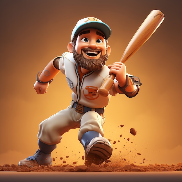 Foto gratuita rappresentazione 3d del giocatore di baseball