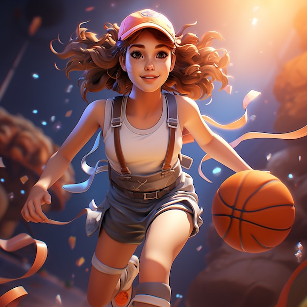 3d rendering of basketball player
