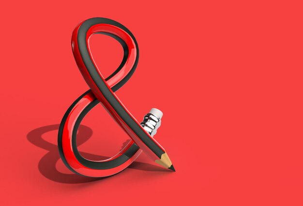 3D-рендеринг буквы шрифта Bent Pencil, созданный инструментом S Pen, обтравочный контур включен в JPEG Easy to Composite.