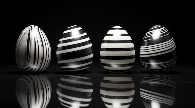 3d rendering of black and white optical eggs