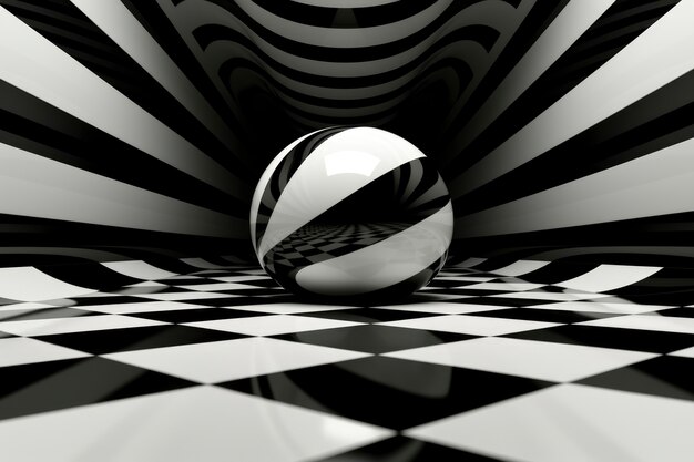 3d rendering of black and white optical illusion