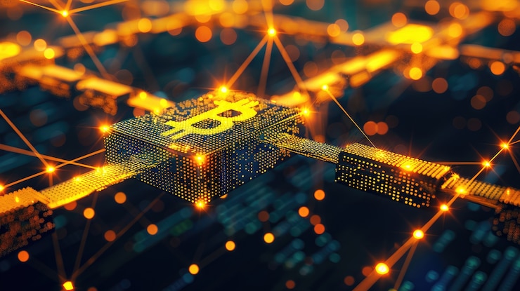 Free Photo 3d  rendering of blockchain technology