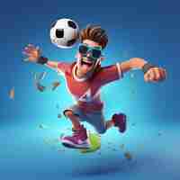 Foto gratuita rappresentazione 3d del ragazzo che gioca a calcio
