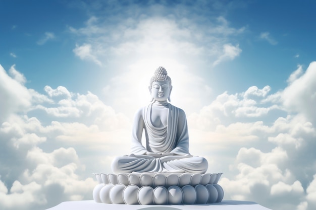 Free photo 3d rendering of buddha statue against the sky