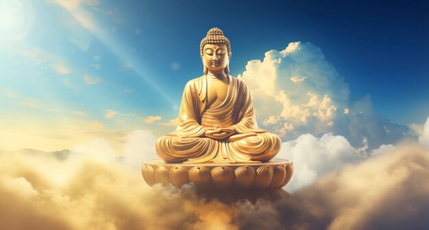 3d rendering of buddha statue against  the sky