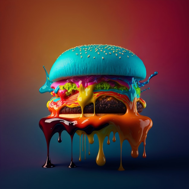 3d rendering of burger melting
