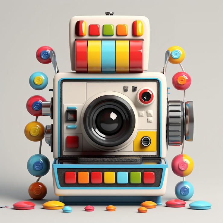 Бесплатный Фотография 3d-рендеринг камеры с пленкой