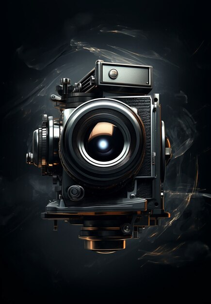 3d rendering of camera with photo film