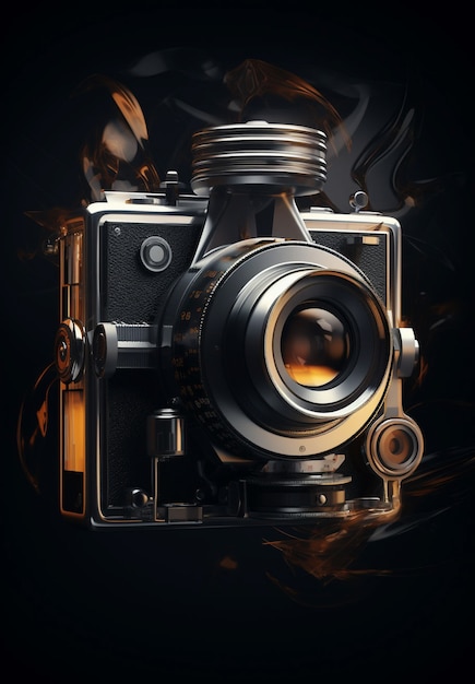 Free photo 3d rendering of camera with photo film