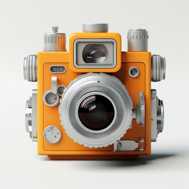 Free photo 3d rendering of camera with photo film