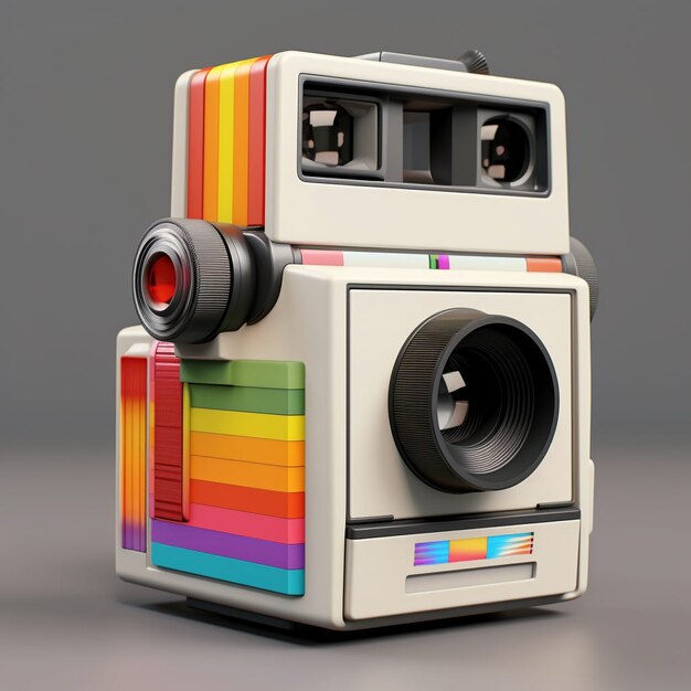 Free photo 3d rendering of camera with photo film