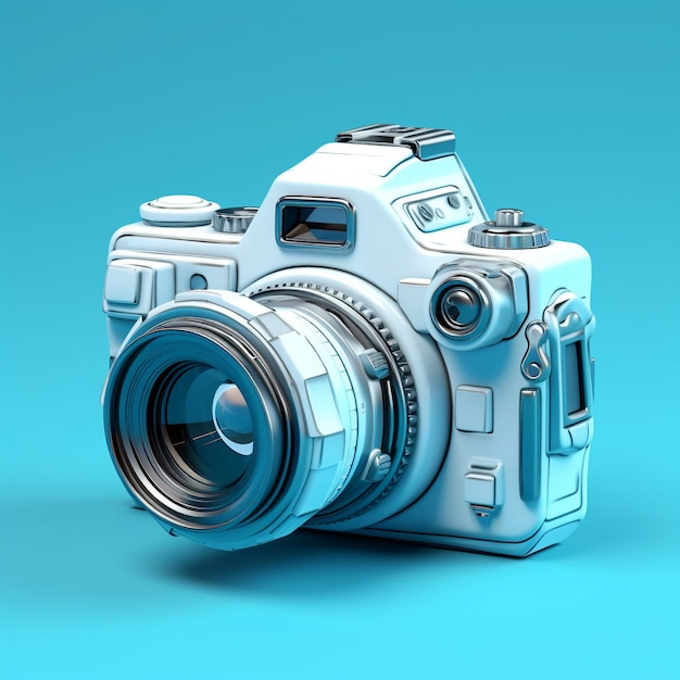 Foto gratuita rendering 3d della fotocamera con pellicola fotografica