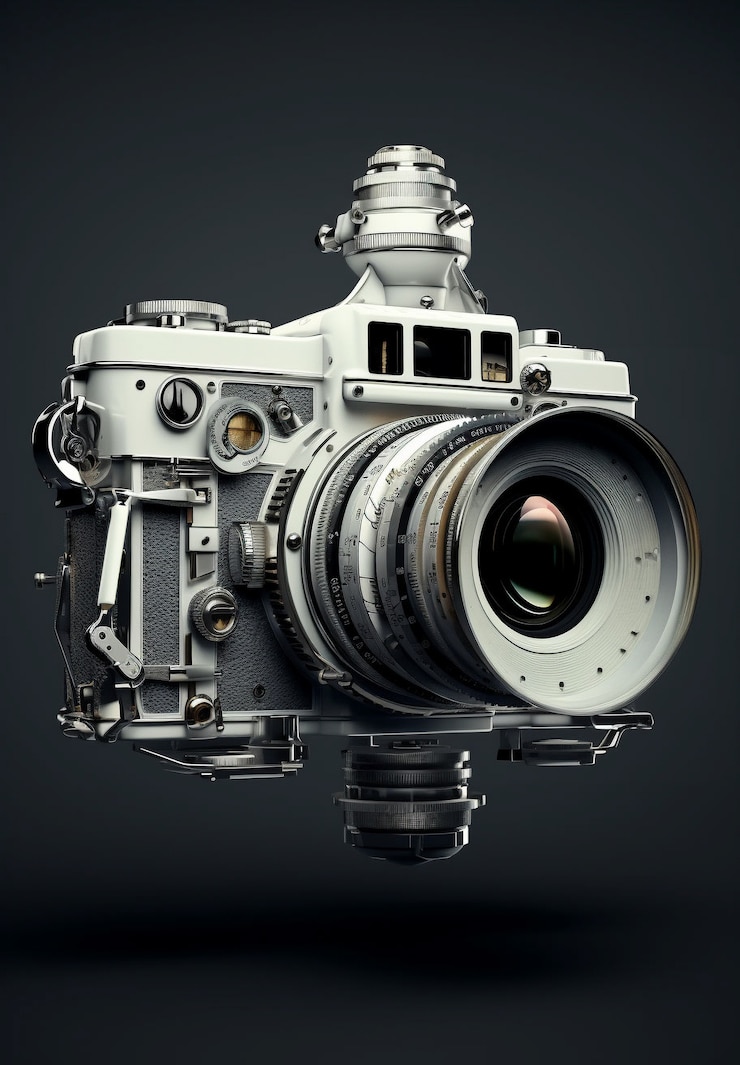 Free Photo 3d rendering of camera with photo film