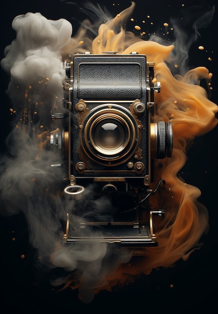 Free photo 3d rendering of camera with photo film