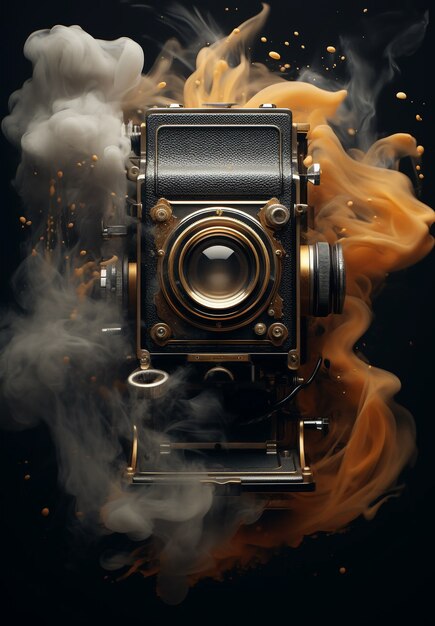 3d rendering of camera with photo film