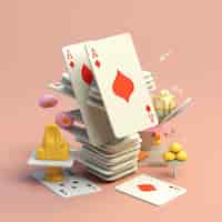 Free photo 3d rendering of card game