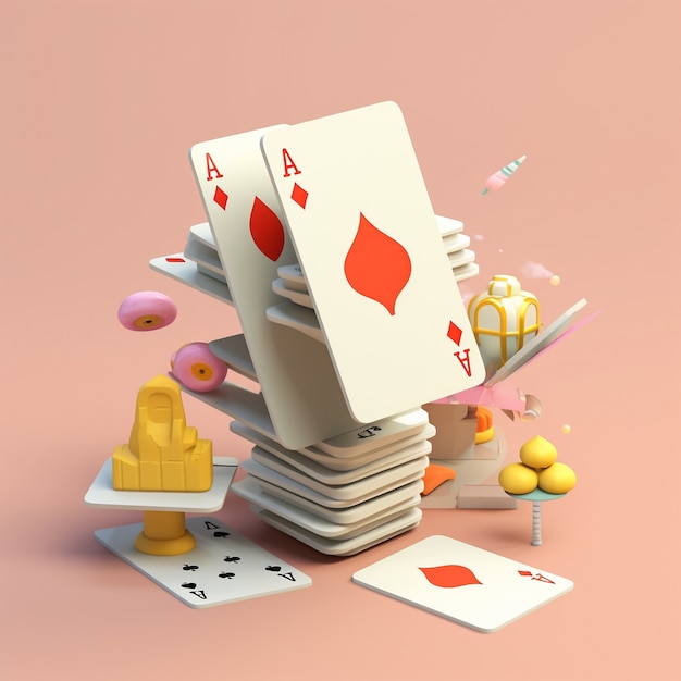 3d rendering of card game