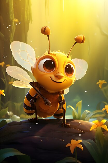 3d rendering of cartoon bee