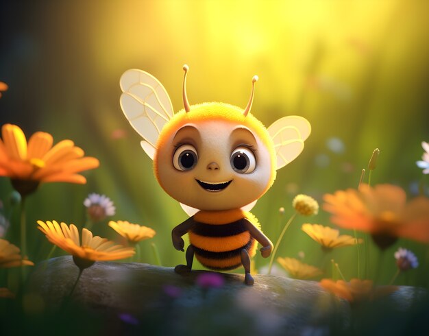 Free photo 3d rendering of cartoon bee