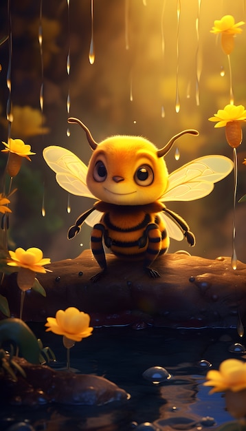 3d rendering of cartoon bee