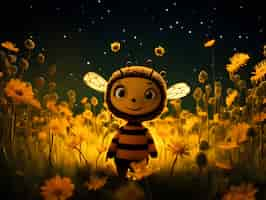 Free photo 3d rendering of cartoon bee