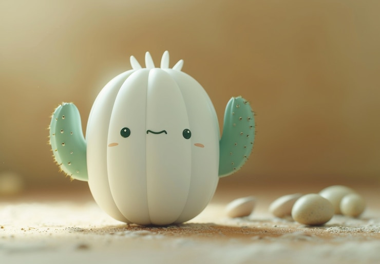 Free Photo 3d rendering cartoon of cacti with friendly face