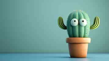 Free photo 3d rendering cartoon of cacti with friendly face