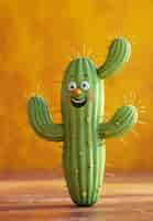 Free photo 3d rendering cartoon of cacti with friendly face