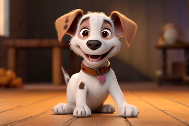 Free photo 3d rendering of cartoon dog portrait