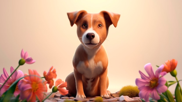 Free photo 3d rendering of cartoon dog portrait