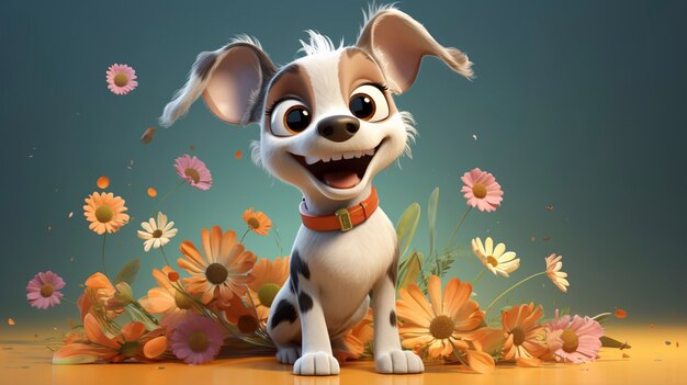 Free photo 3d rendering of cartoon dog portrait