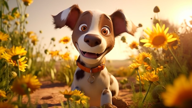 Free photo 3d rendering of cartoon dog portrait