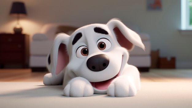 Free photo 3d rendering of cartoon dog portrait