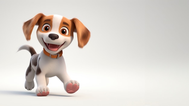 Free photo 3d rendering of cartoon dog portrait