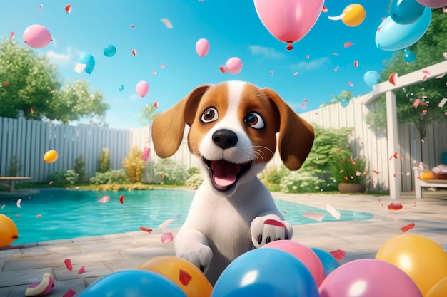 Free photo 3d rendering of cartoon dog portrait