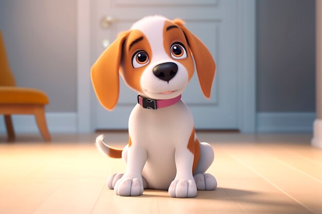 3d rendering of cartoon dog portrait