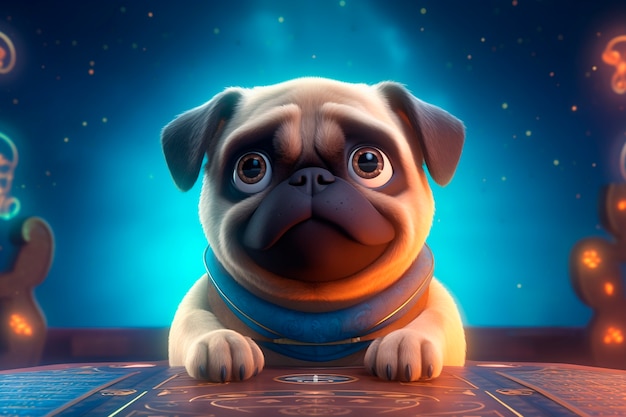 3D-рендеринг портрета мультфильма о собаке