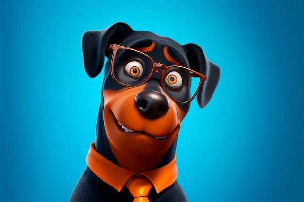 Free photo 3d rendering of cartoon dog portrait