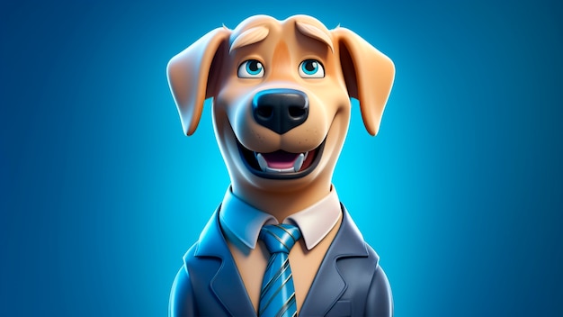 3d rendering of cartoon dog portrait