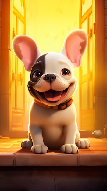 Free photo 3d rendering of cartoon dog portrait