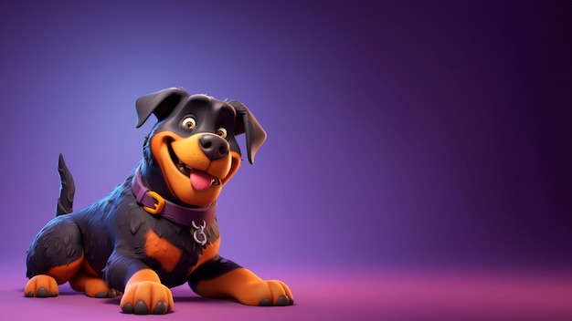 Free photo 3d rendering of cartoon dog portrait